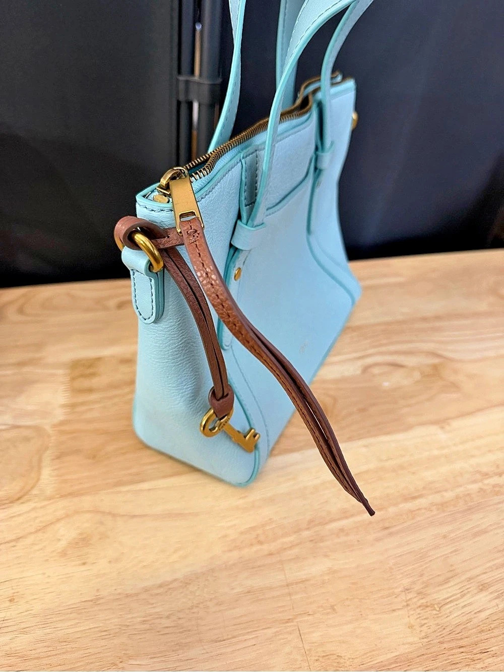 Fossil Rachel Tote Leather Satchel in Blue